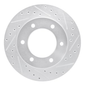 Honda Passport Brake Rotor (1) - Front Right - R1 Concepts - Drilled & Slotted - Silver - `01-`04